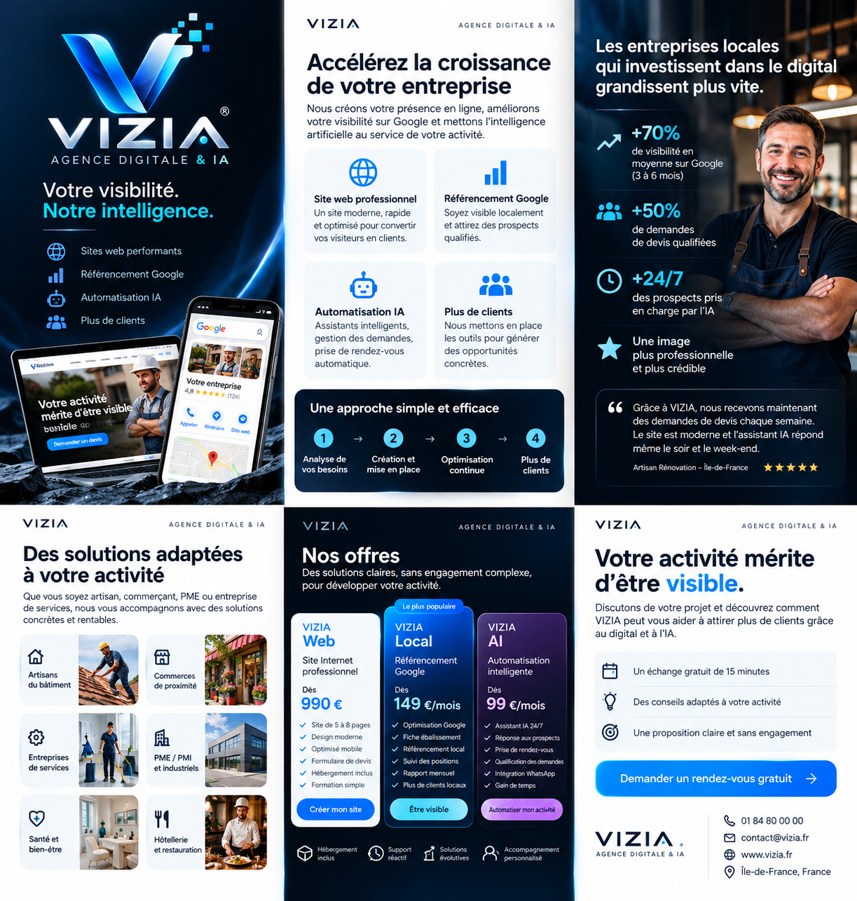 Univers graphique de VIZIA : web, référencement et intelligence artificielle